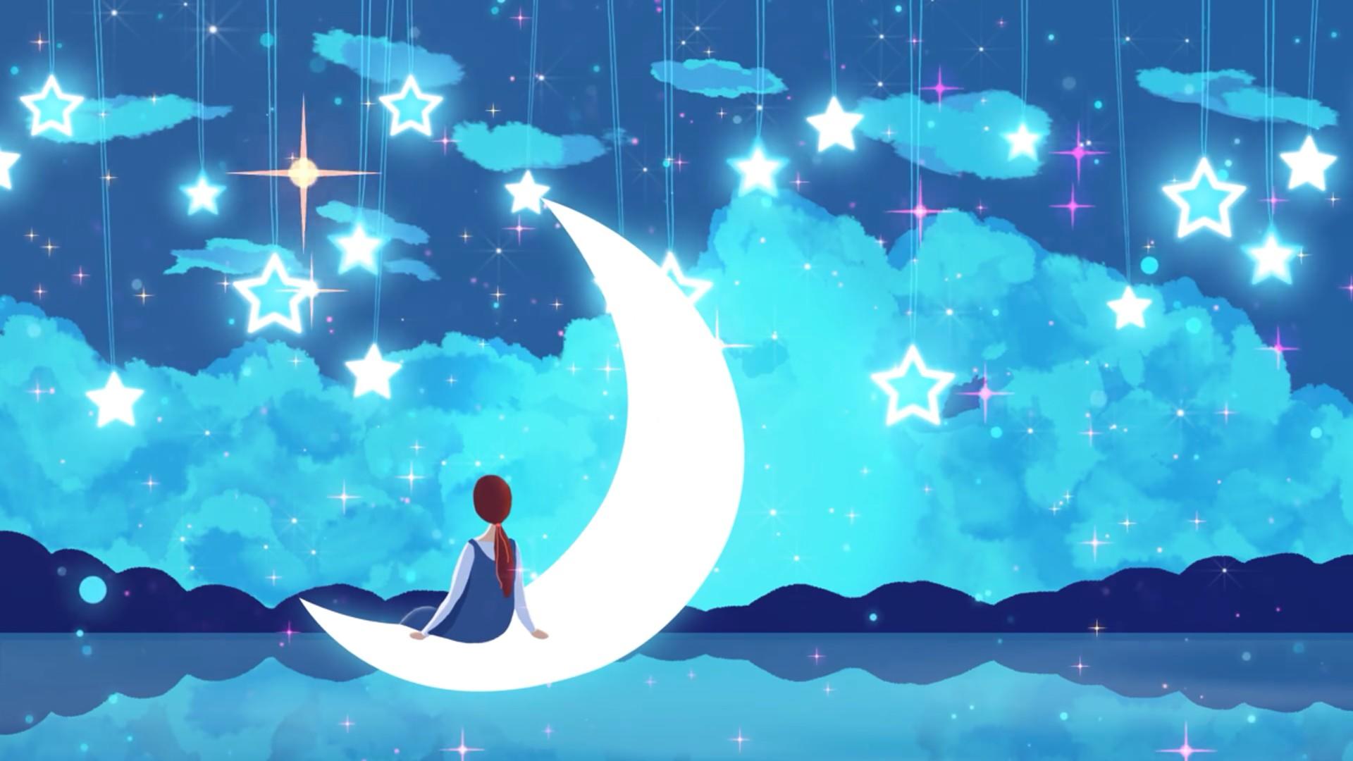 卡通月亮上的女孩视频的预览图