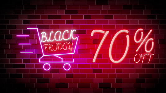黑色周五70的销售和购物车有砖墙背景的电线视频的预览图