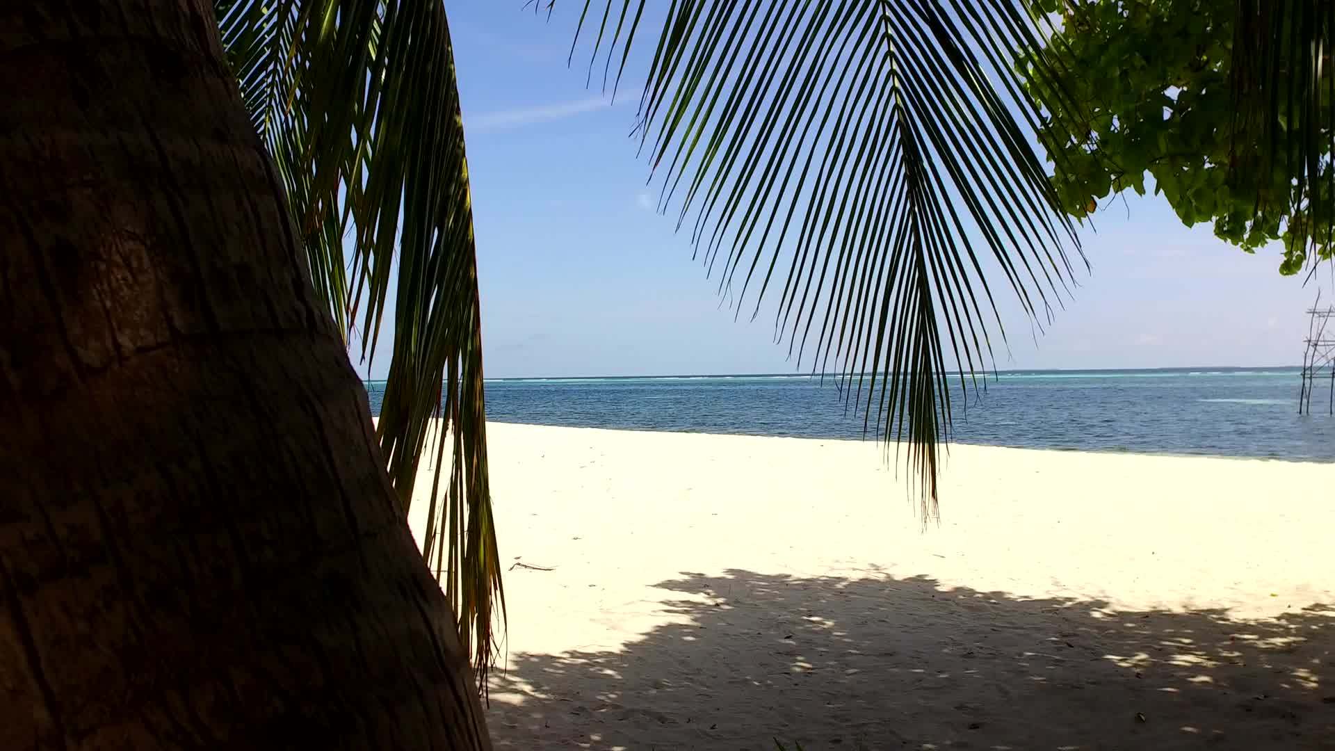 在以浅沙为背景的度假胜地附近有美丽的海滩和海滩视频的预览图