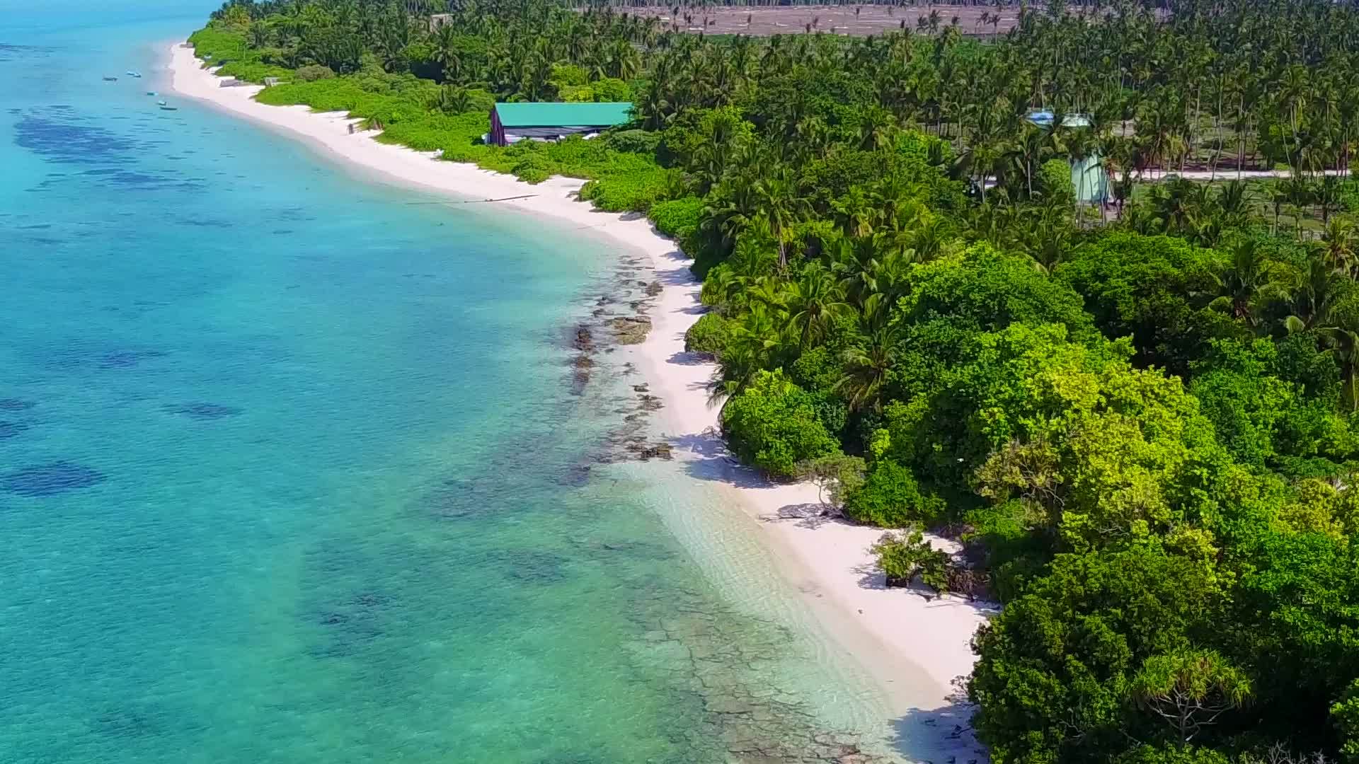 蓝色泻湖旁的外国度假海滩阳光明媚岩石附近有明亮的沙质视频的预览图