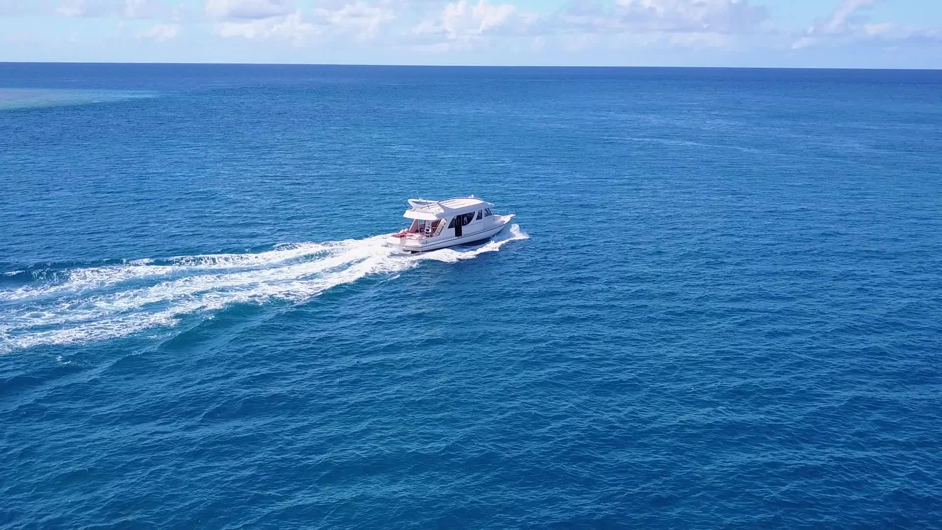 日出后放松绿海和白色海滩的背景在海岸海滩度假视频的预览图