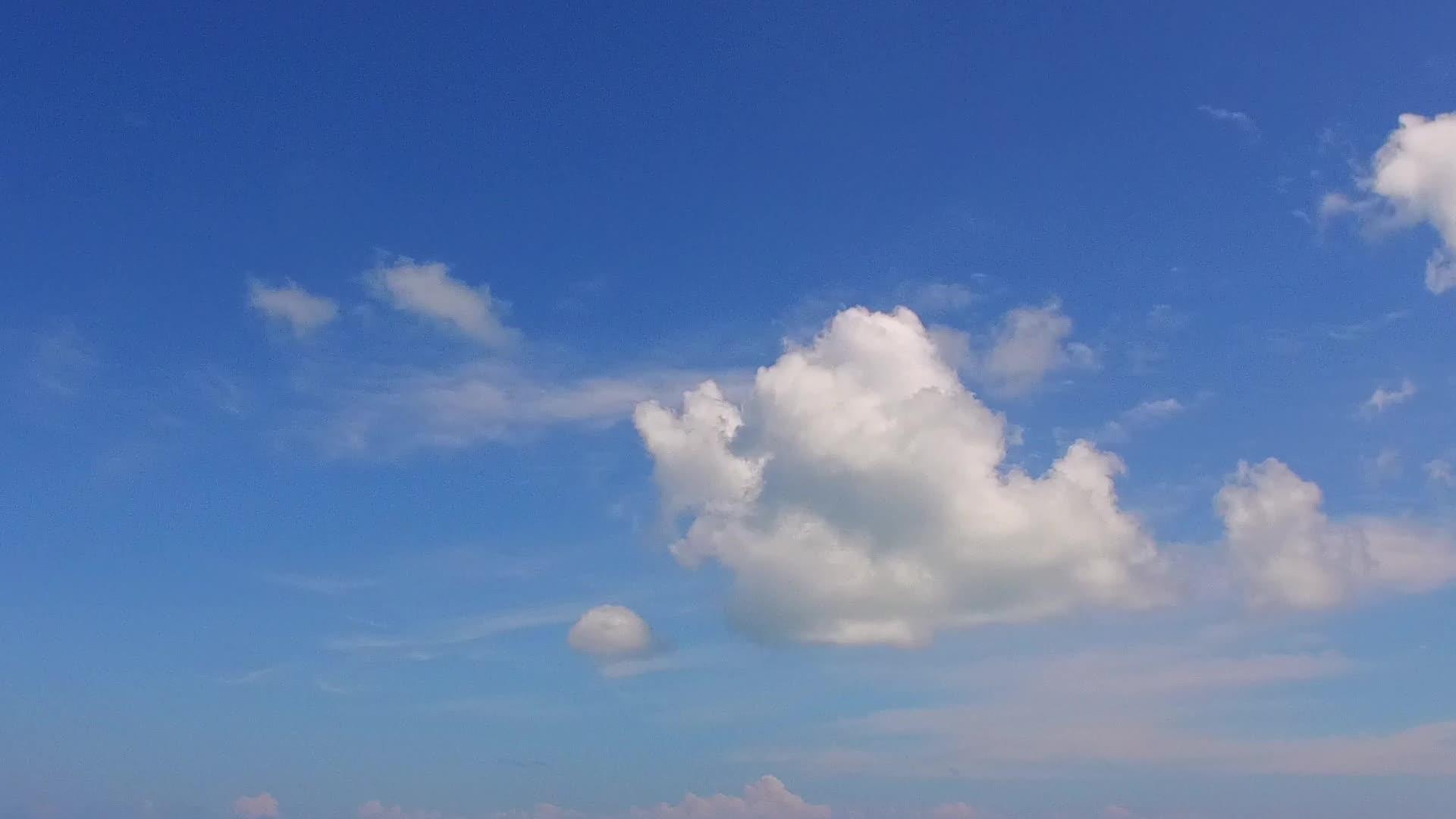 沿着蓝绿色海洋和棕榈树附近的清洁沙滩进行一次宁静的海滩之旅视频的预览图