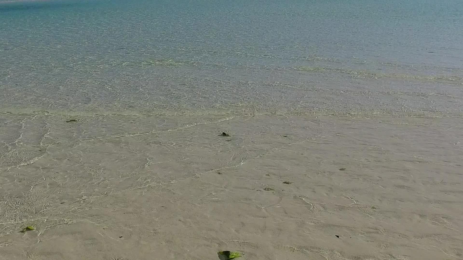 完美的海湾海滩在浅海和阳光下的白色海滩背景下航行视频的预览图