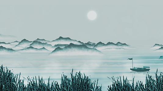 水墨小船湖面背景视频的预览图