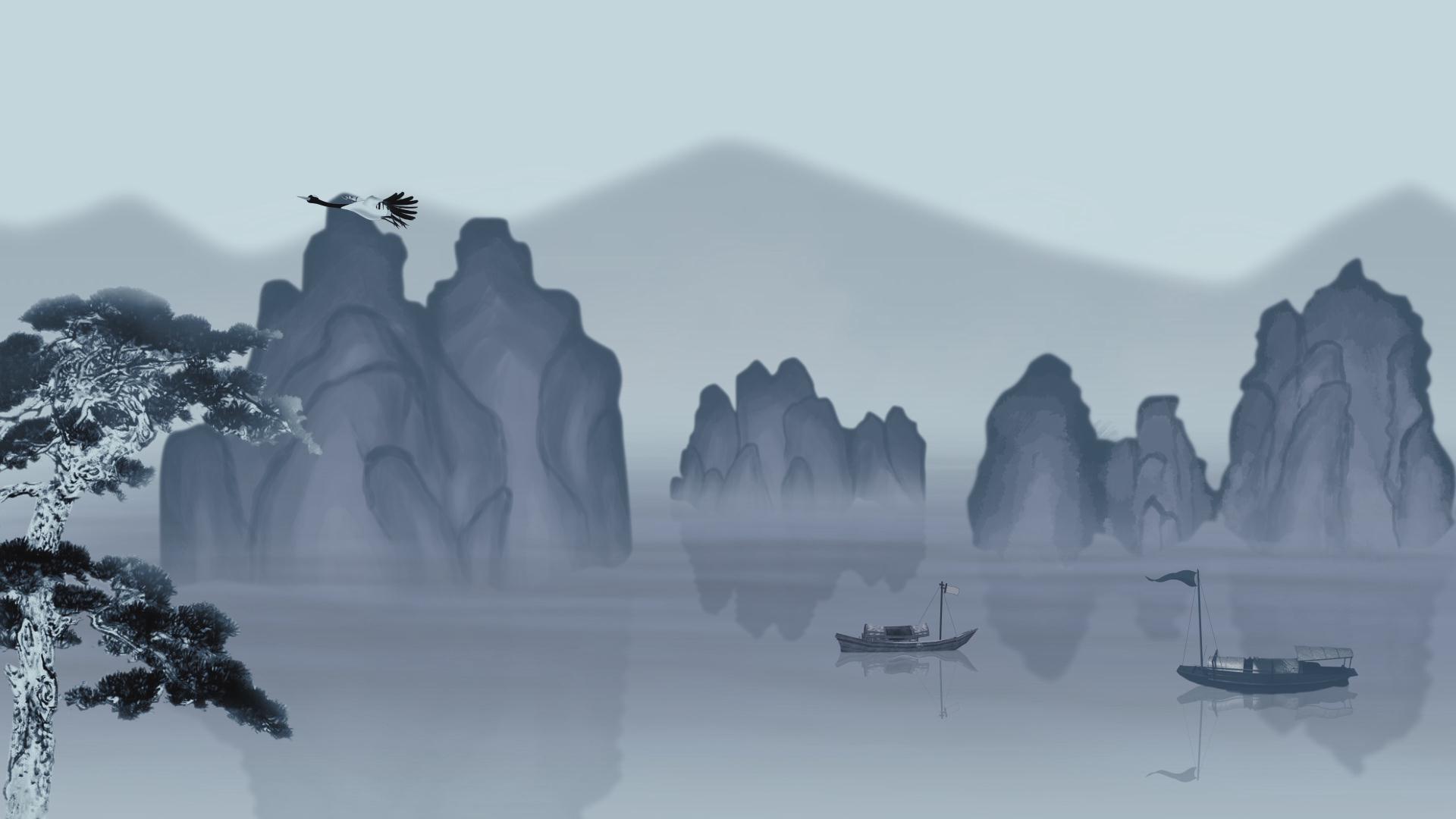 水墨桂林山水背景视频的预览图