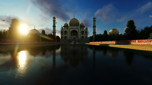 印度阿格拉美丽的日落泰姬陵视频的预览图