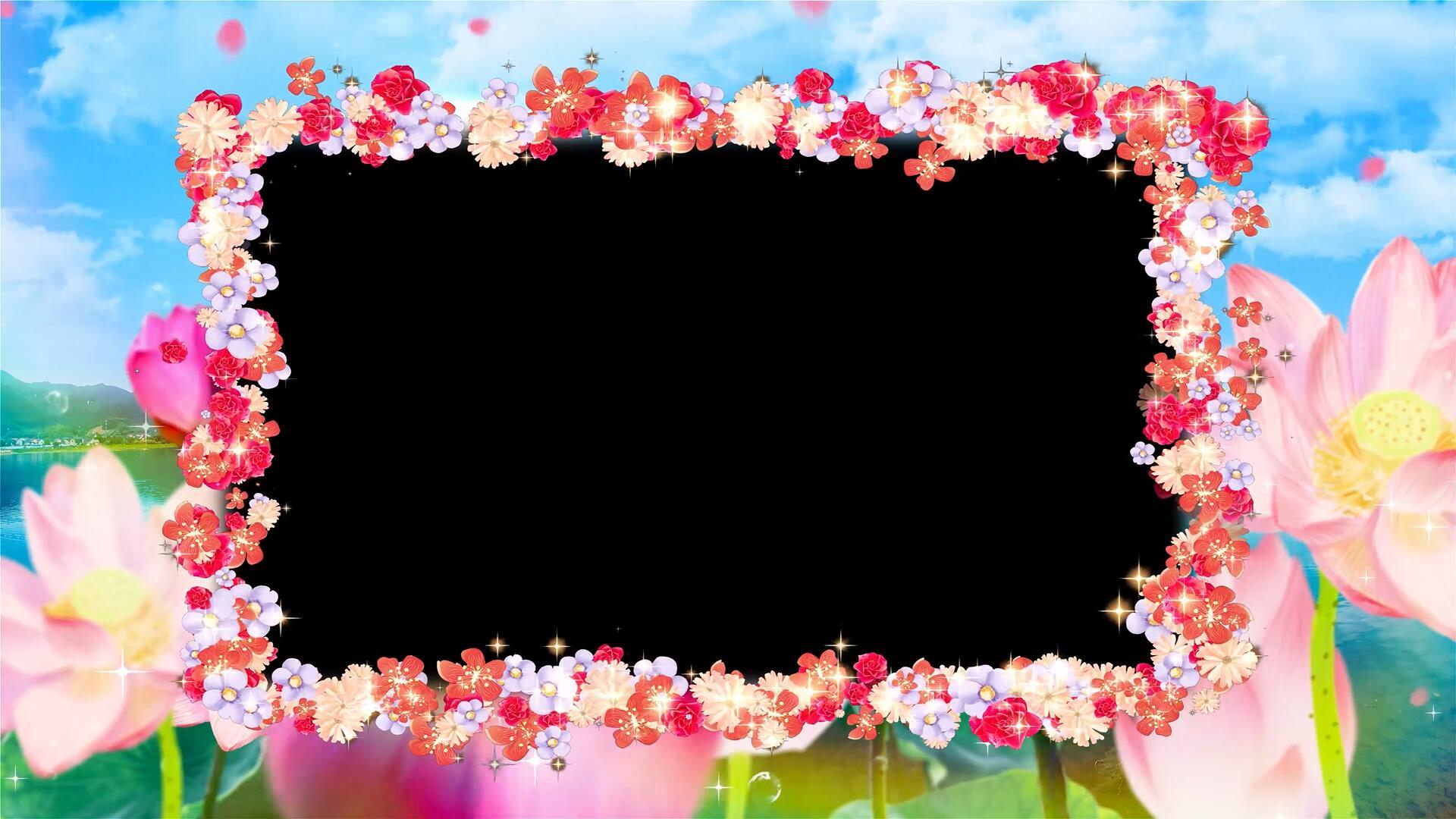 4k花朵粉色爱情边框视频的预览图