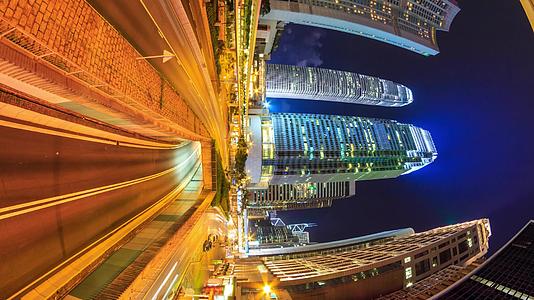 香港通过4公里的夜间交通时间穿透垂直屏幕视频的预览图