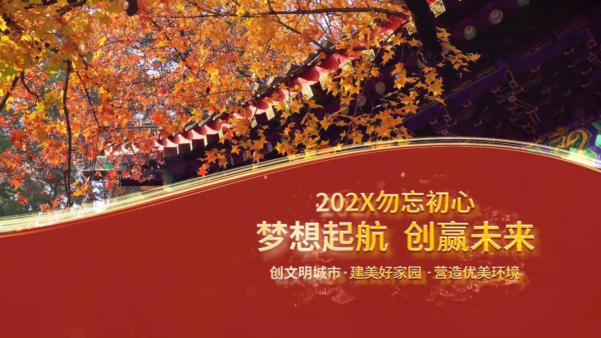 红大气流光图文展示金字标题字幕片头展示会声音会影模板视频的预览图