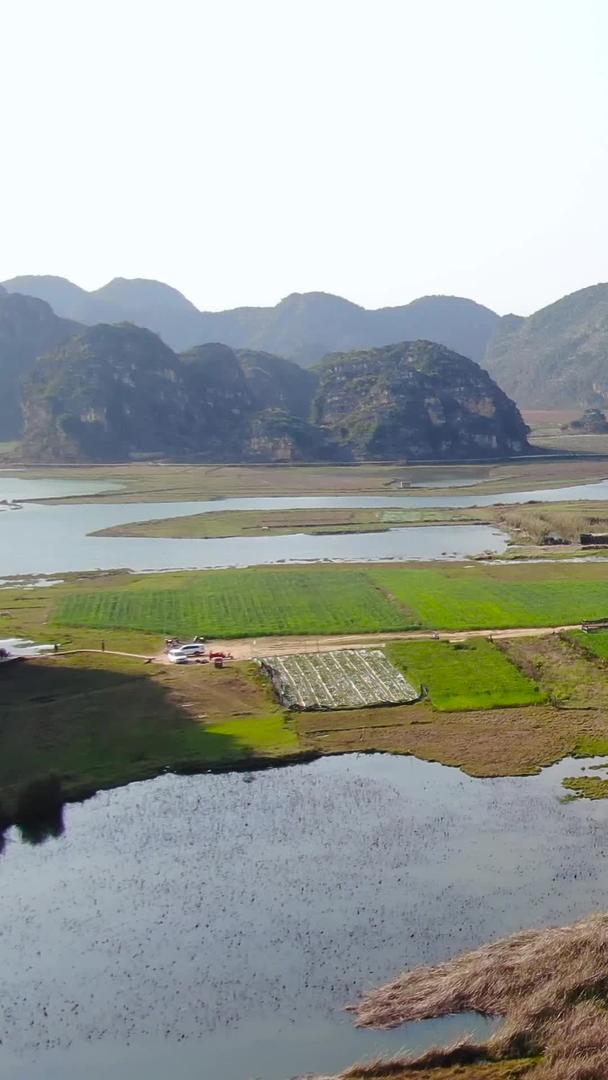 云南喀斯特地貌湿地公园普者黑景区航拍5A景区视频视频的预览图