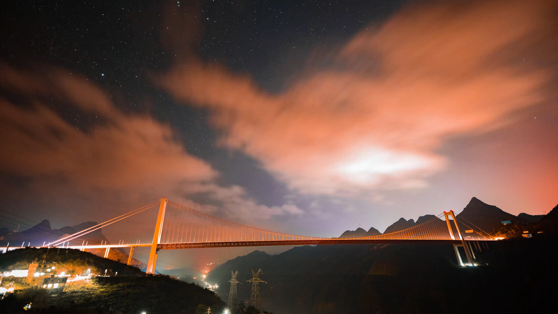 4K贵州坝陵河大桥夜景延时视频的预览图