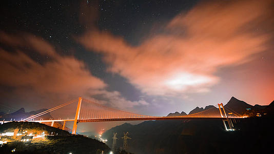 4K贵州坝陵河大桥夜景延时视频的预览图