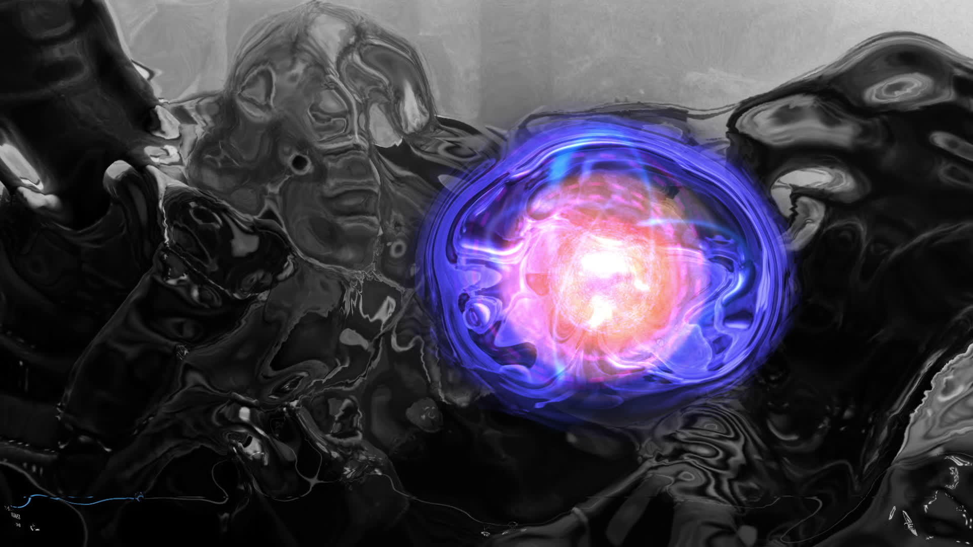 能量场动画蓝色和紫色的双面结构视频的预览图