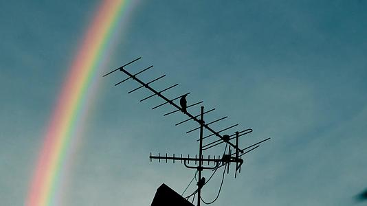 彩虹电视天线和乌鸦屋顶视频的预览图