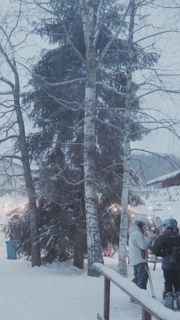 国外冬季滑雪游乐场景景视频的预览图