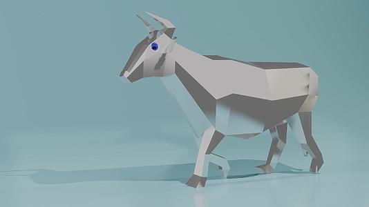 蓝色双眼蓝色眼睛的低金属极下金属母牛蓝色背景环3D视频的预览图