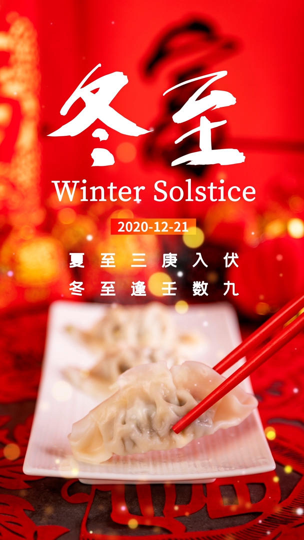 红色喜庆冬至饺子视频海报视频的预览图