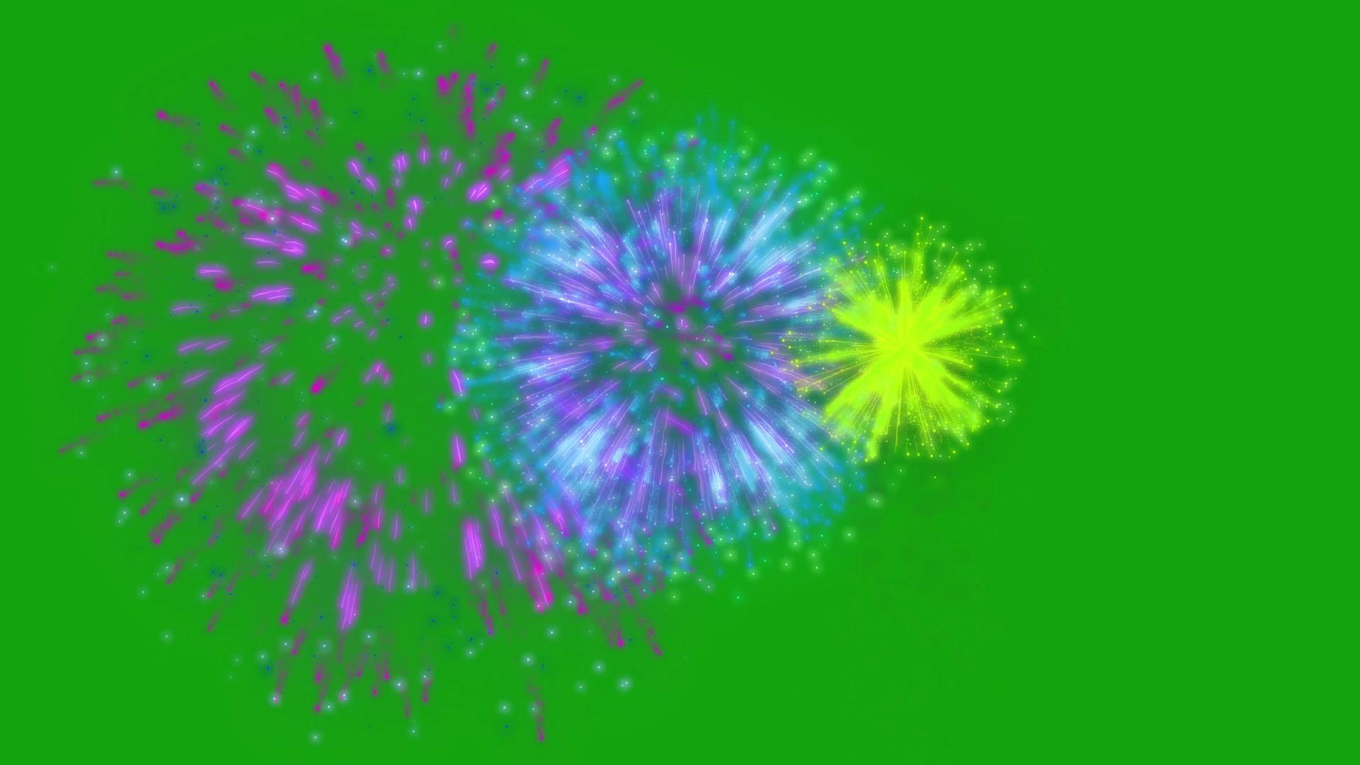 烟花绽放绿幕抠像特效素材4K视频的预览图