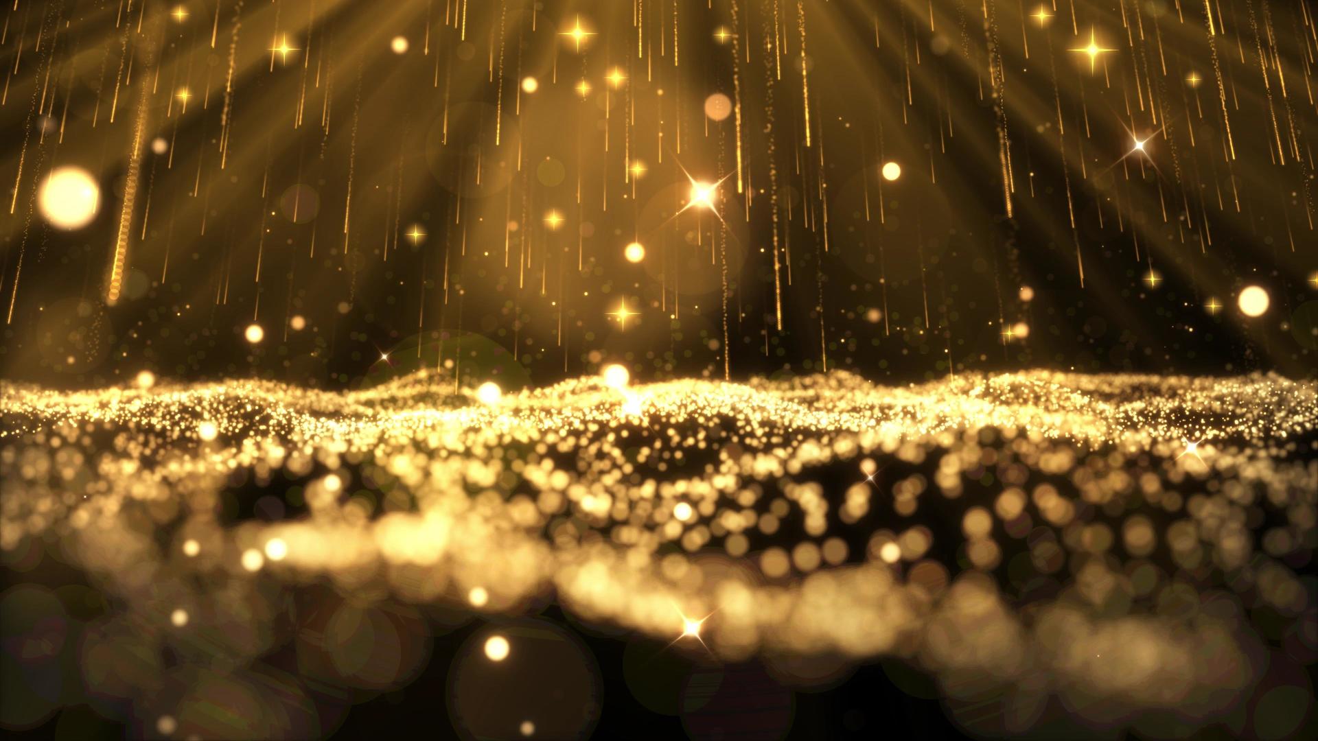 4K金色波浪粒子雨下降动态背景视频视频的预览图