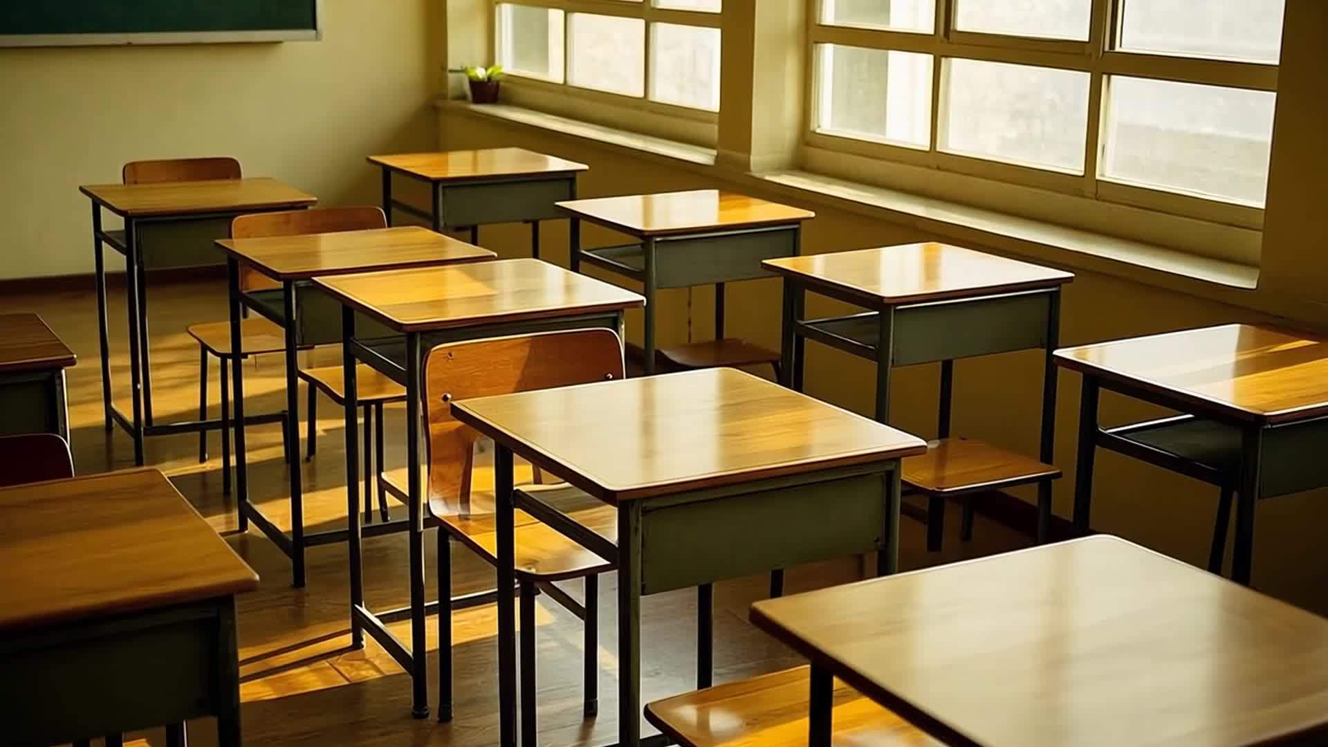 教室里的桌子视频的预览图