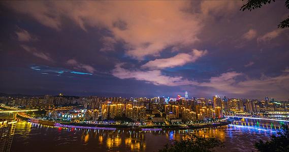 重庆江北区全景江边夜景实拍素材视频的预览图
