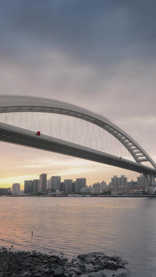 日落延迟的上海卢浦大桥视频的预览图