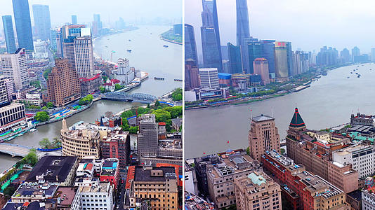4K航拍上海黄埔江苏州河视频的预览图