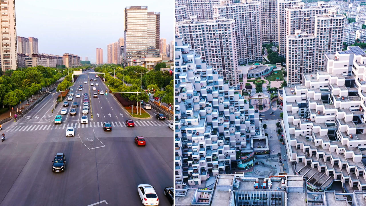 4K航拍城市交通人文环境视频的预览图