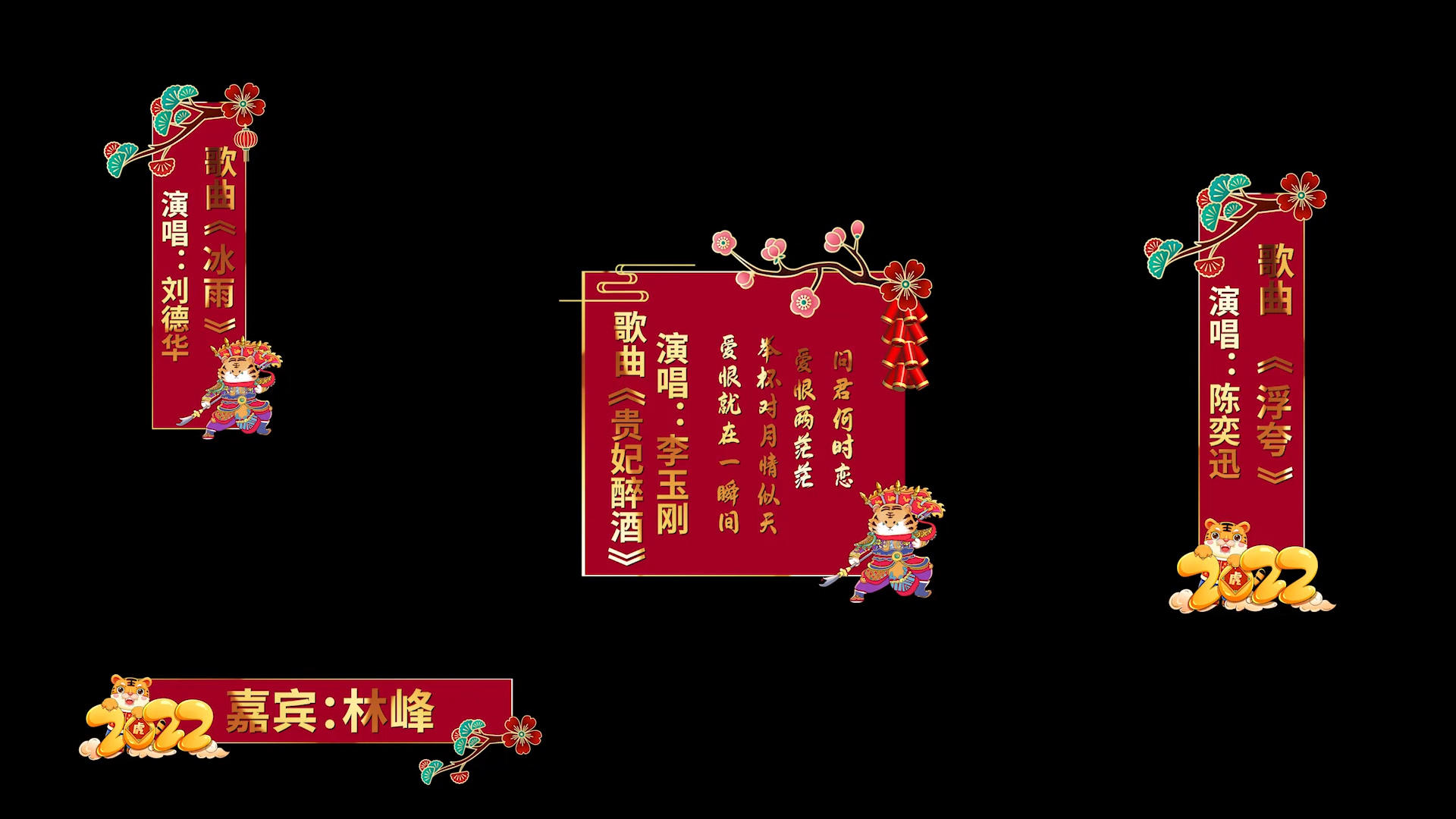 2022虎年春节字幕条排版设计pr模板视频的预览图