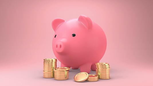 当收到硬币和金币时粉红色的小猪银行会变得更大视频的预览图