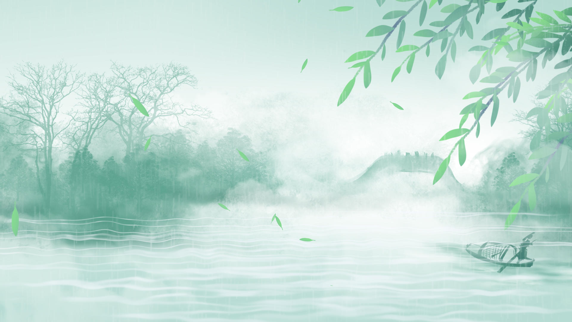 4K24节气惊蛰唯美细雨动态背景视频视频的预览图