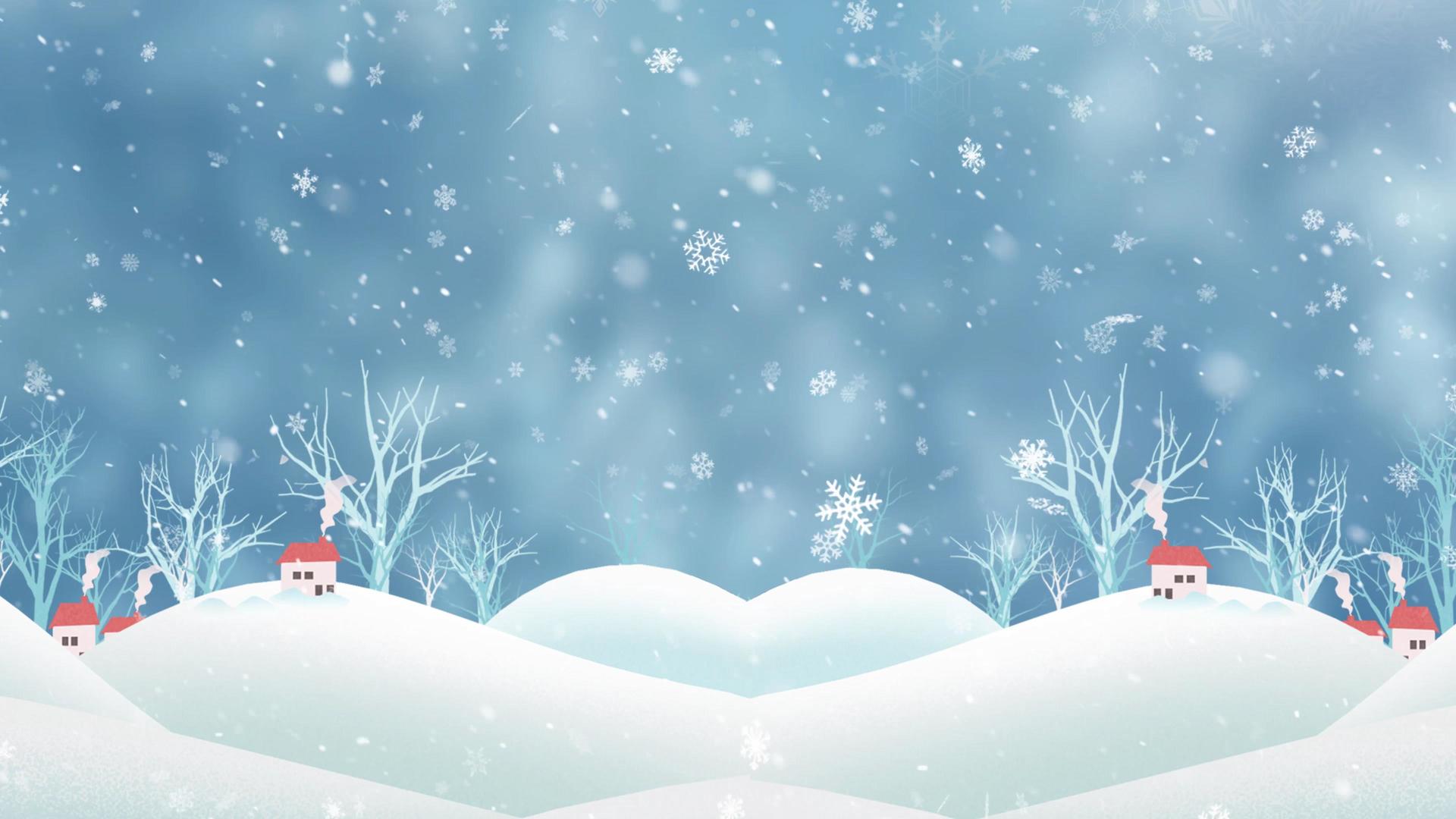 4K冬季雪花飘落下雪背景视频视频的预览图