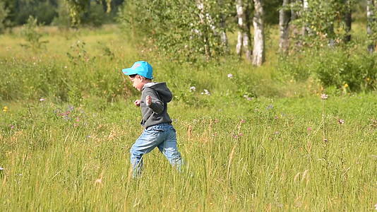 小男孩在乡下跑步视频的预览图