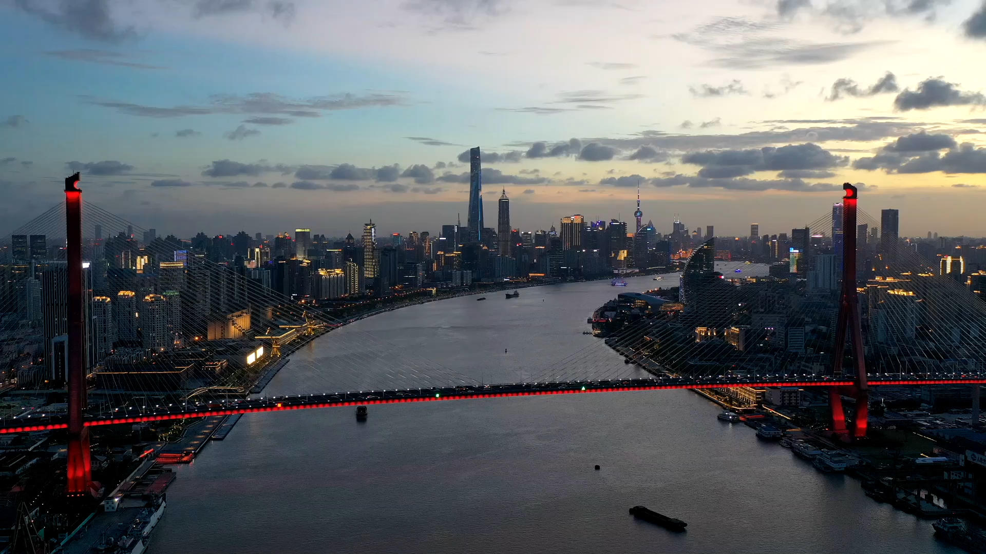 上海杨浦大桥航拍延时视频的预览图