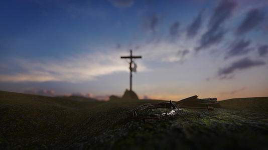 耶稣基督用钉子、钉子、锤子和绳子十字架对抗美丽视频的预览图