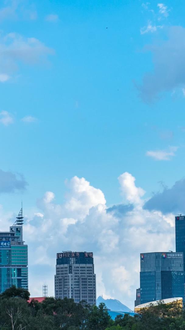蓝天白云深圳城市最高平安金融大厦视频的预览图