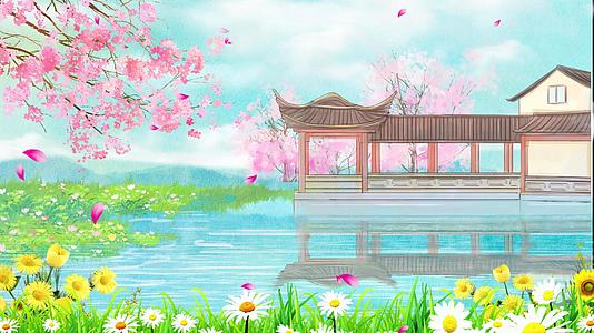 美丽中国风春天背景视频4k视频的预览图