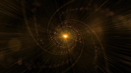 大气唯美金色光线粒子穿梭旋涡背景视频的预览图