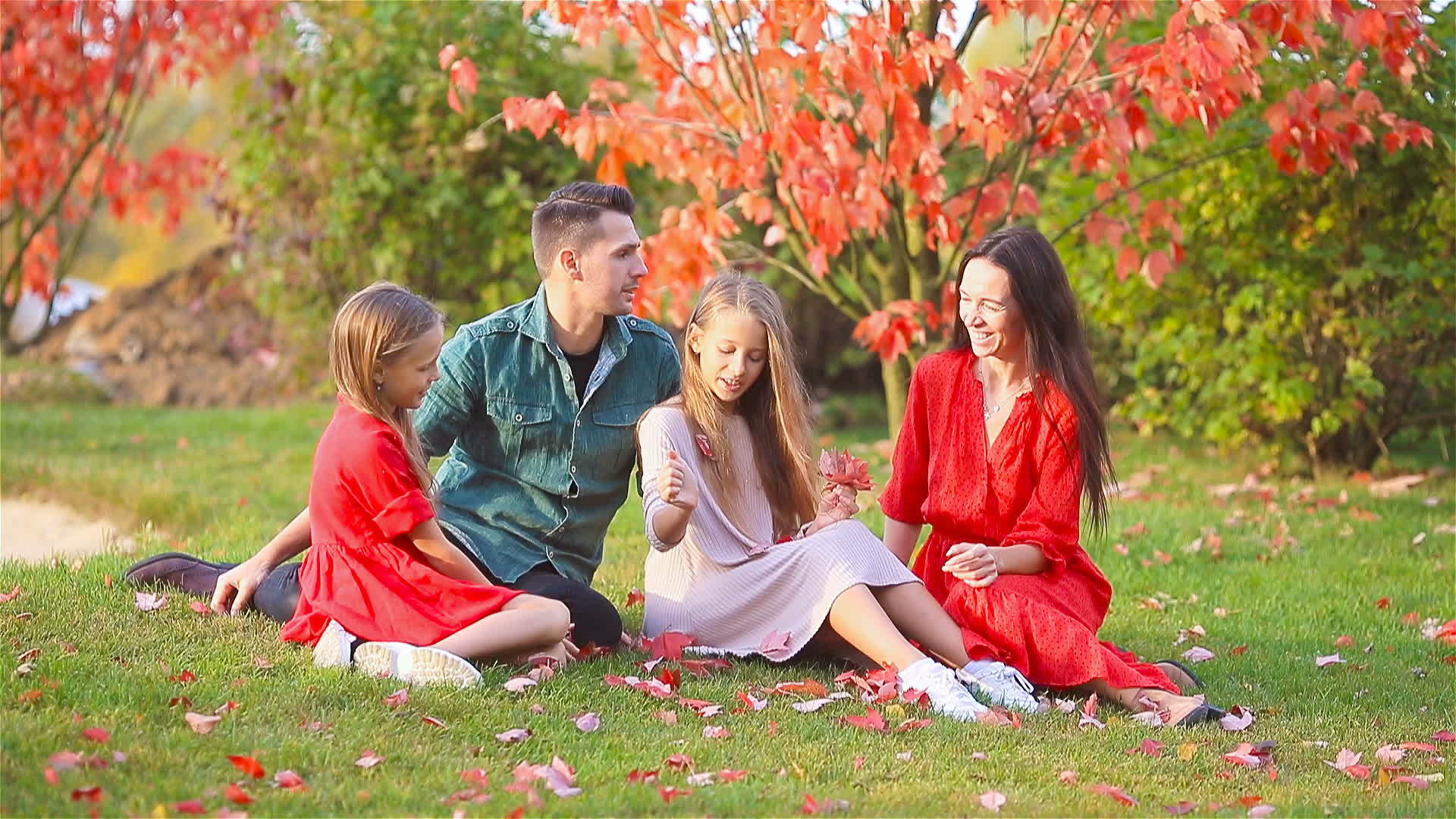 秋天的幸福家庭肖像视频的预览图