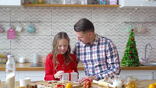 父亲和女儿的家人在圣诞节度假视频的预览图