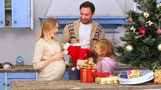 家庭庆祝圣诞节和新年视频的预览图