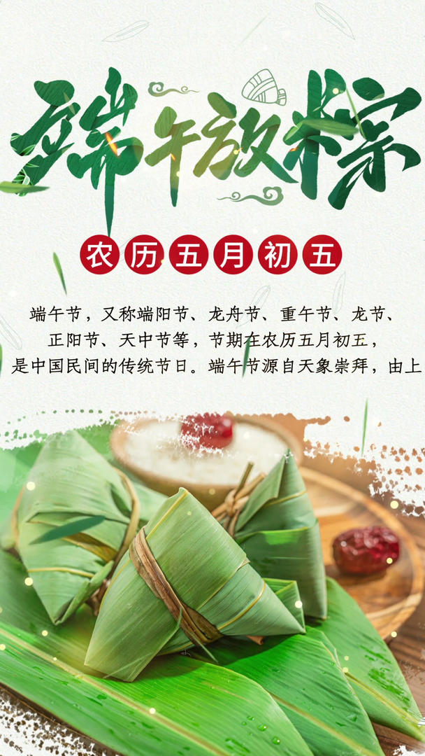 中国传统文化端午节粽子竖版视频海报视频的预览图