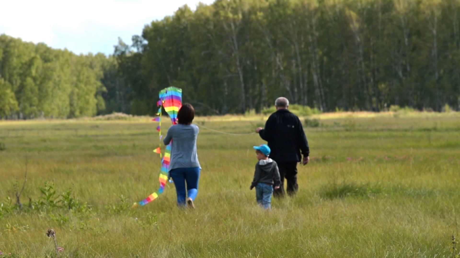 带彩虹风筝的家庭视频的预览图