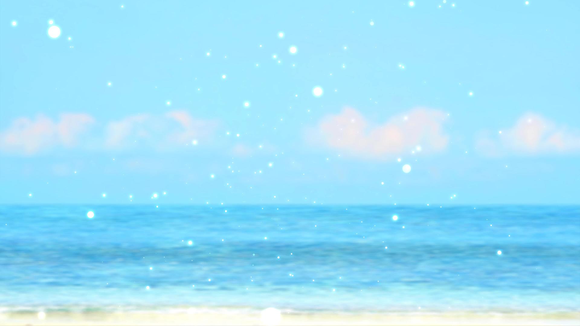 在海滩蓝天白云的背景下波浪模糊了在暑假的概念浪视频的预览图