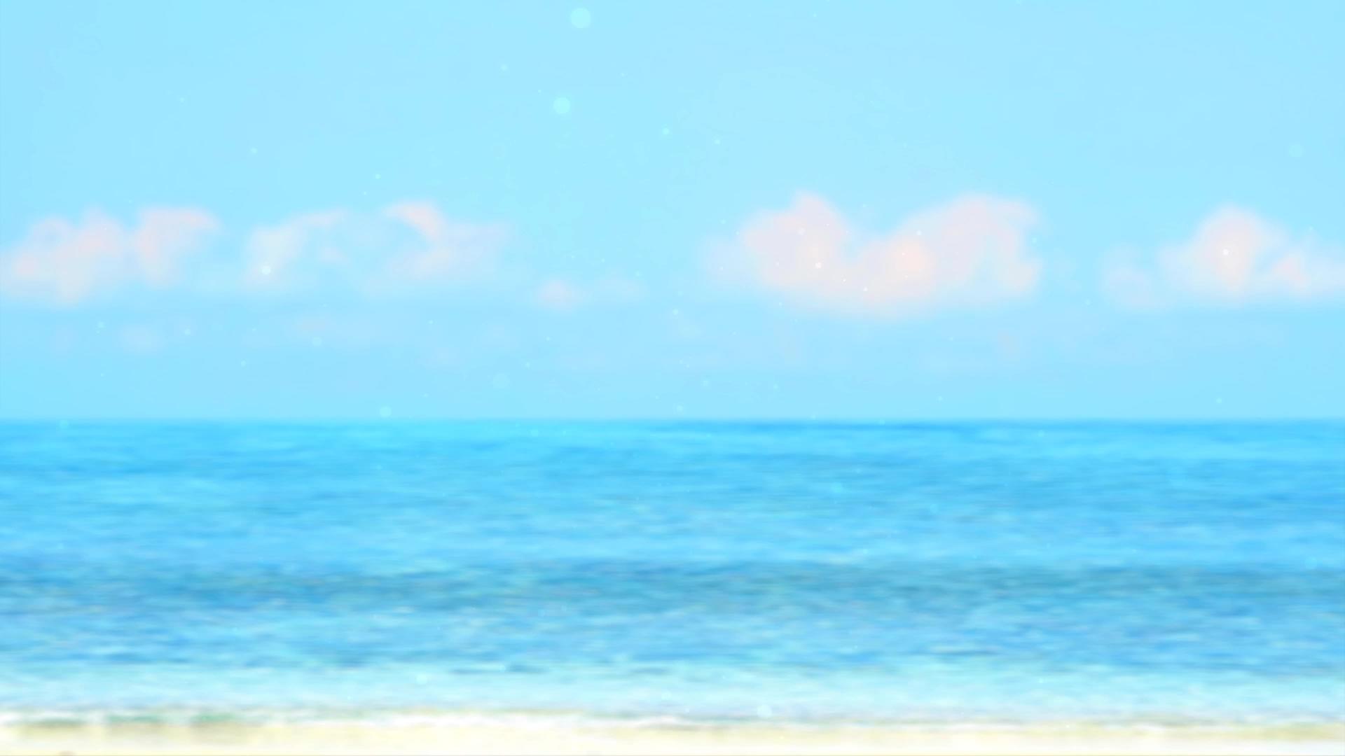 在海滩和清澈的海水的暑假里漂浮在模糊的波浪中视频的预览图