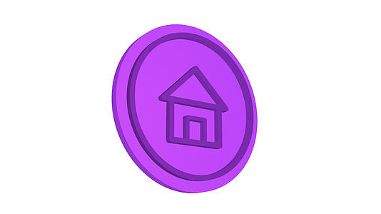 房子3d图标紫色阿尔法通道视频的预览图