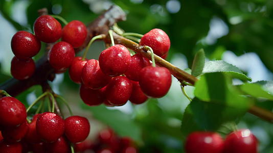 酸红果枝成熟花园树特写视频的预览图