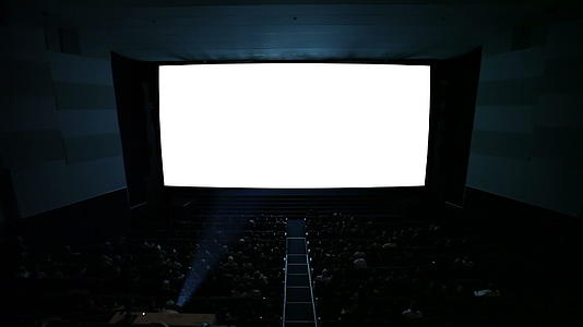 白色电影屏幕有放映灯和观众视频的预览图