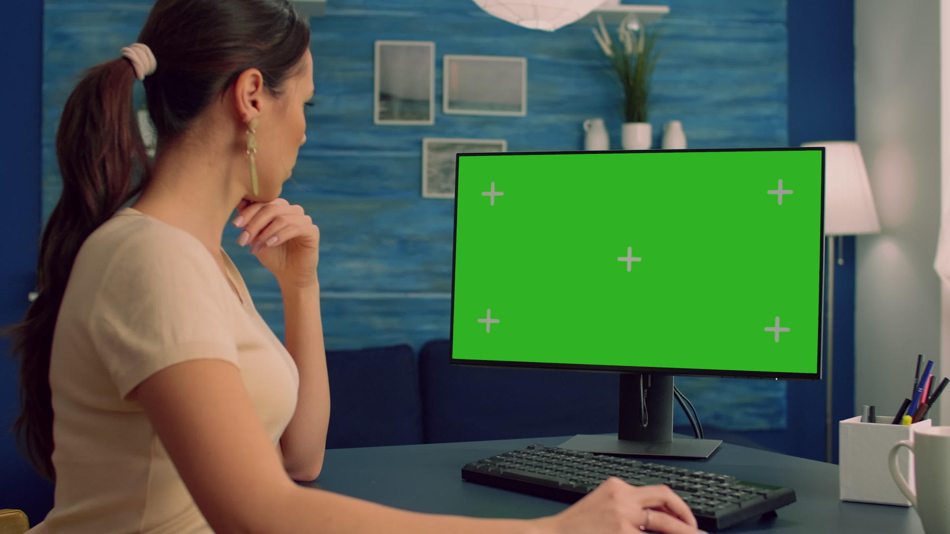 在计算机上使用绿色屏幕显示器视频的预览图