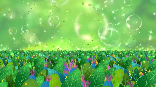 清新绿色唯美花海动态粒子花朵舞台背景视频视频的预览图